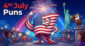 Cartoon patriotic characters celebrating independence day