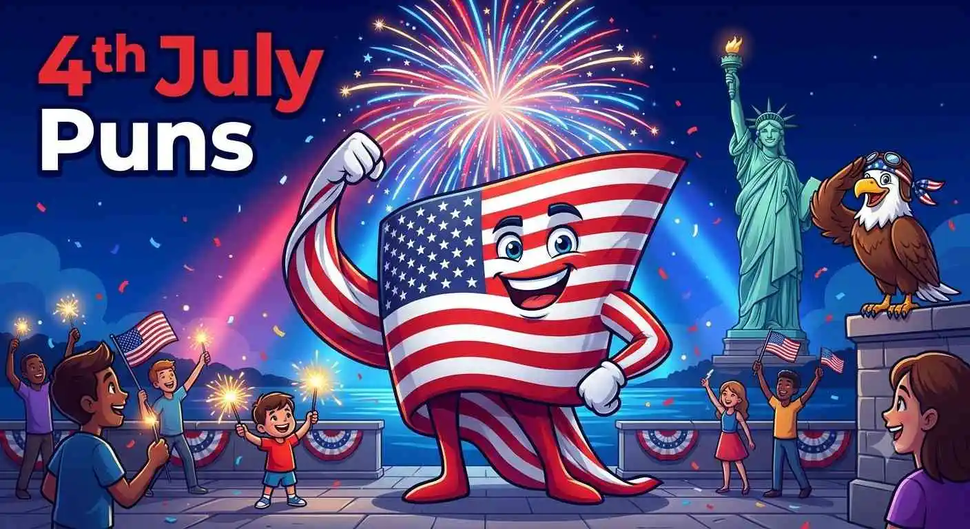 Cartoon patriotic characters celebrating independence day