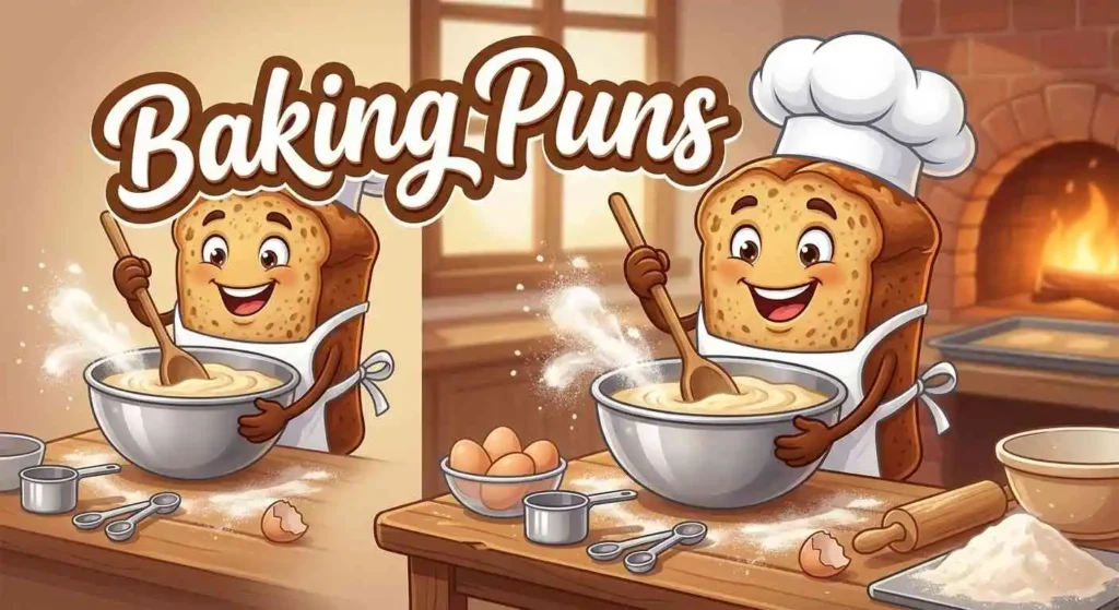 Funny banana bread baking scene