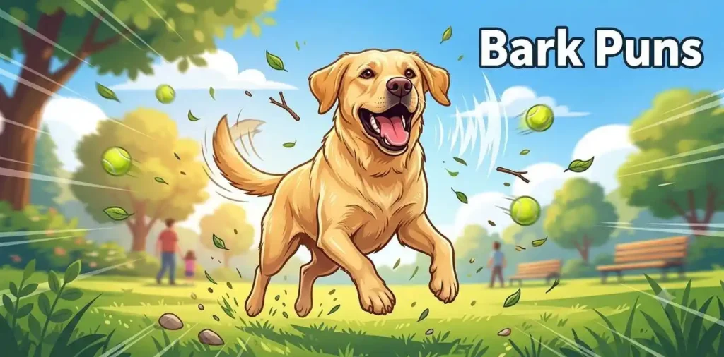 Labrador barking playfully in park