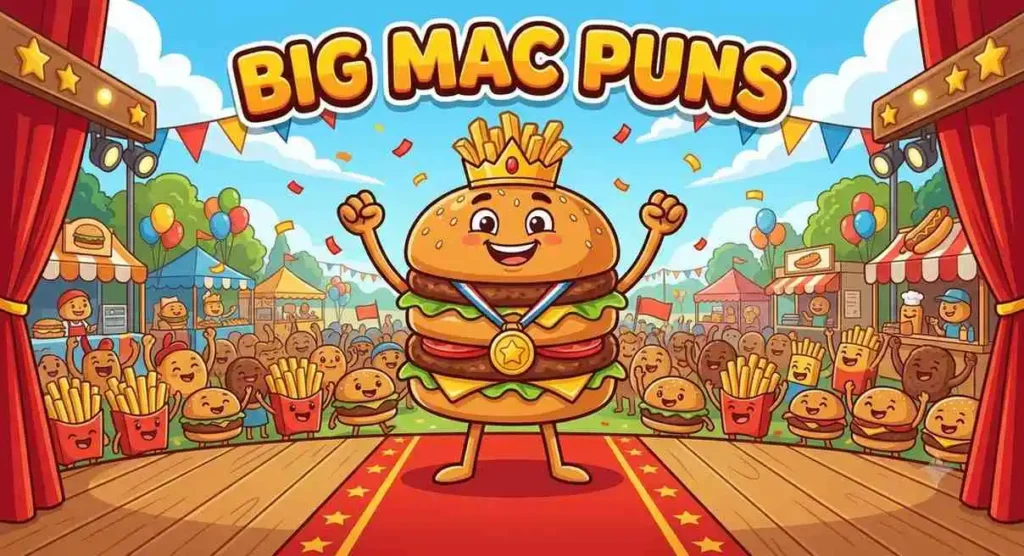 Funny giant burger character smiling