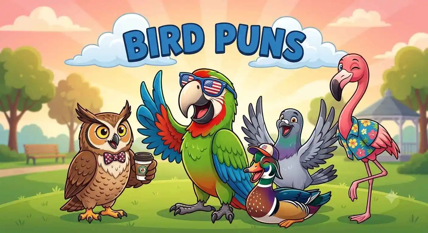 colorful funny cartoon birds laughing