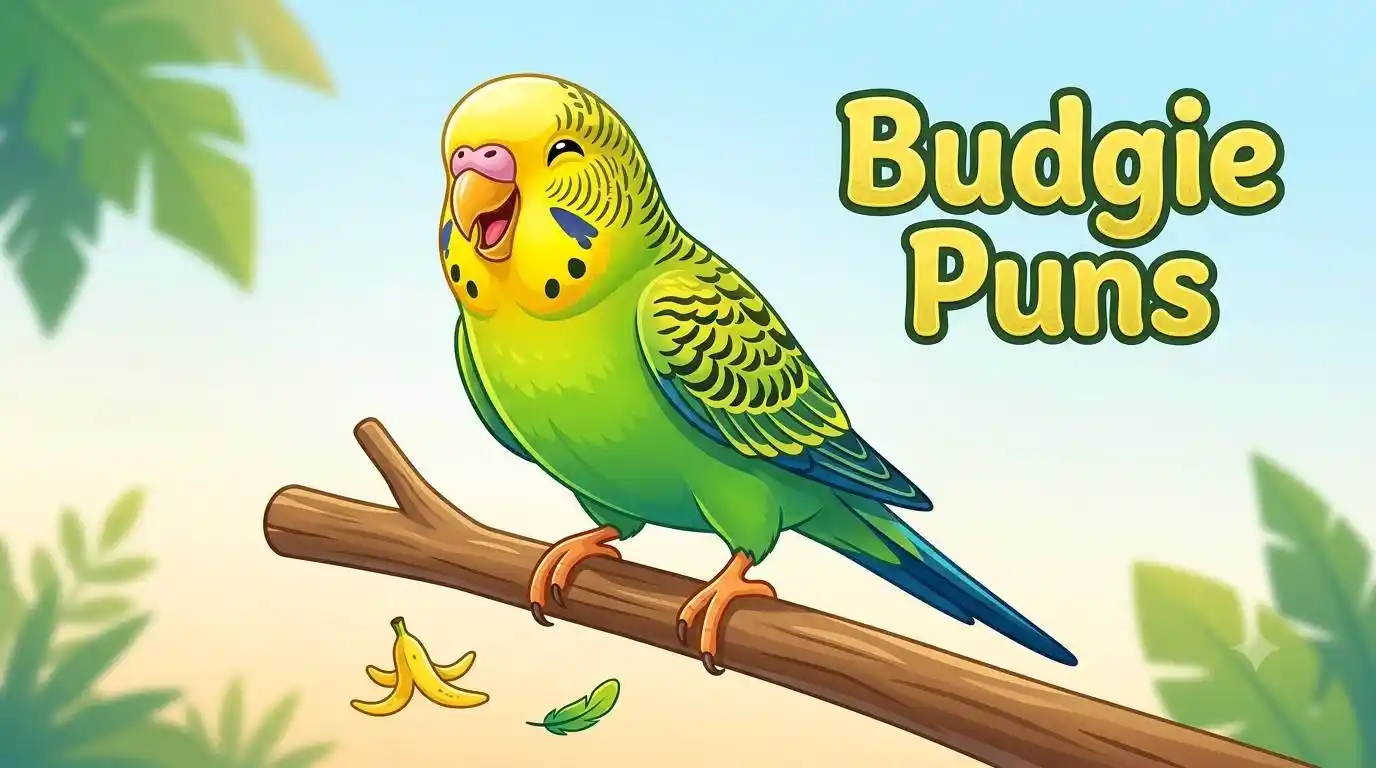Colorful budgie making funny face