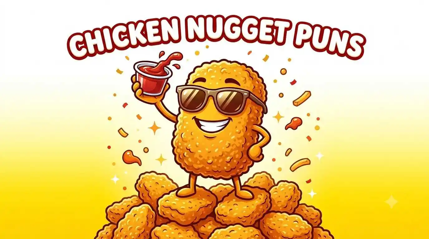 Happy cartoon chicken nuggets smiling