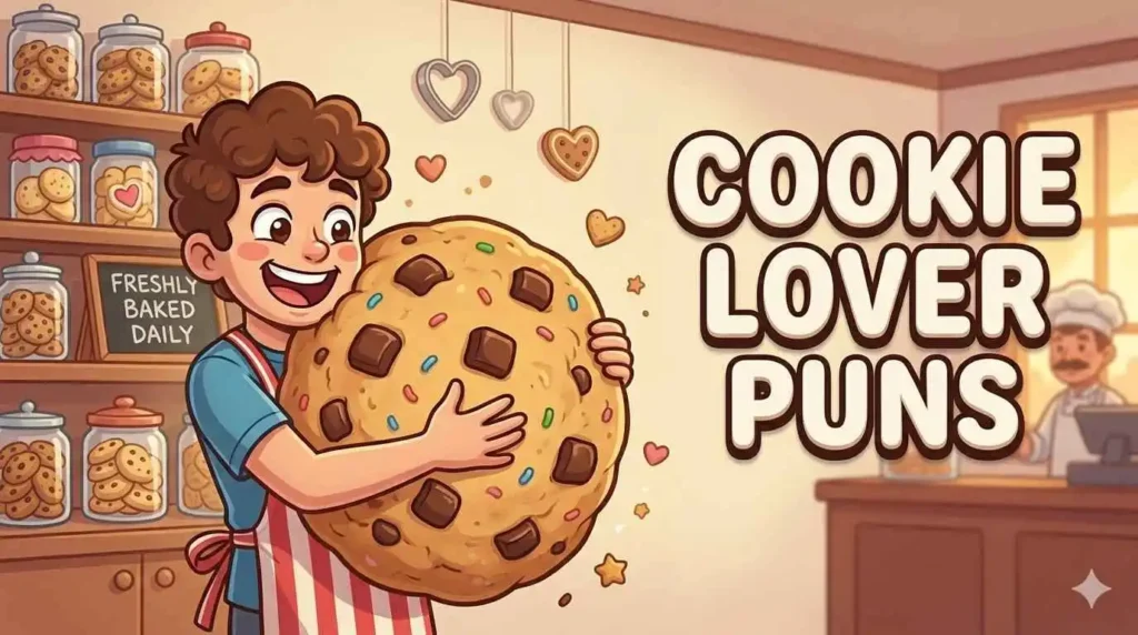 Cookie fan hugging giant cookie