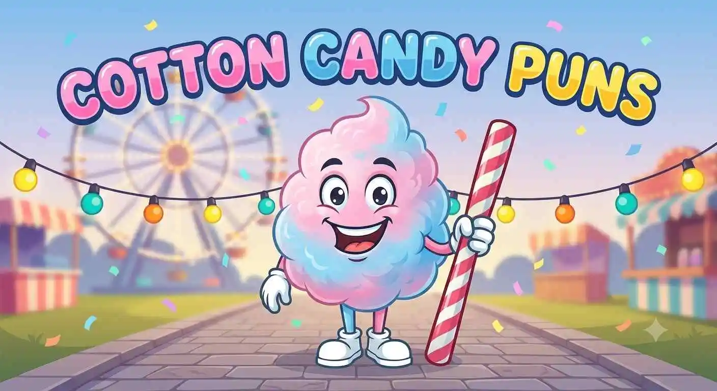 Smiling cotton candy character at carnival
