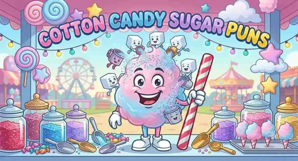 Sweet cotton candy characters with sugar