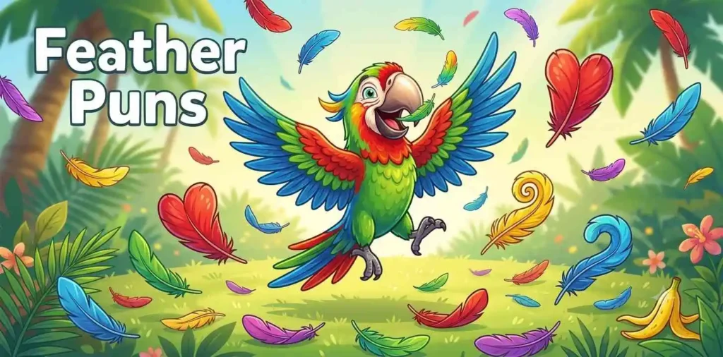 Cute parrot playing with floating feathers