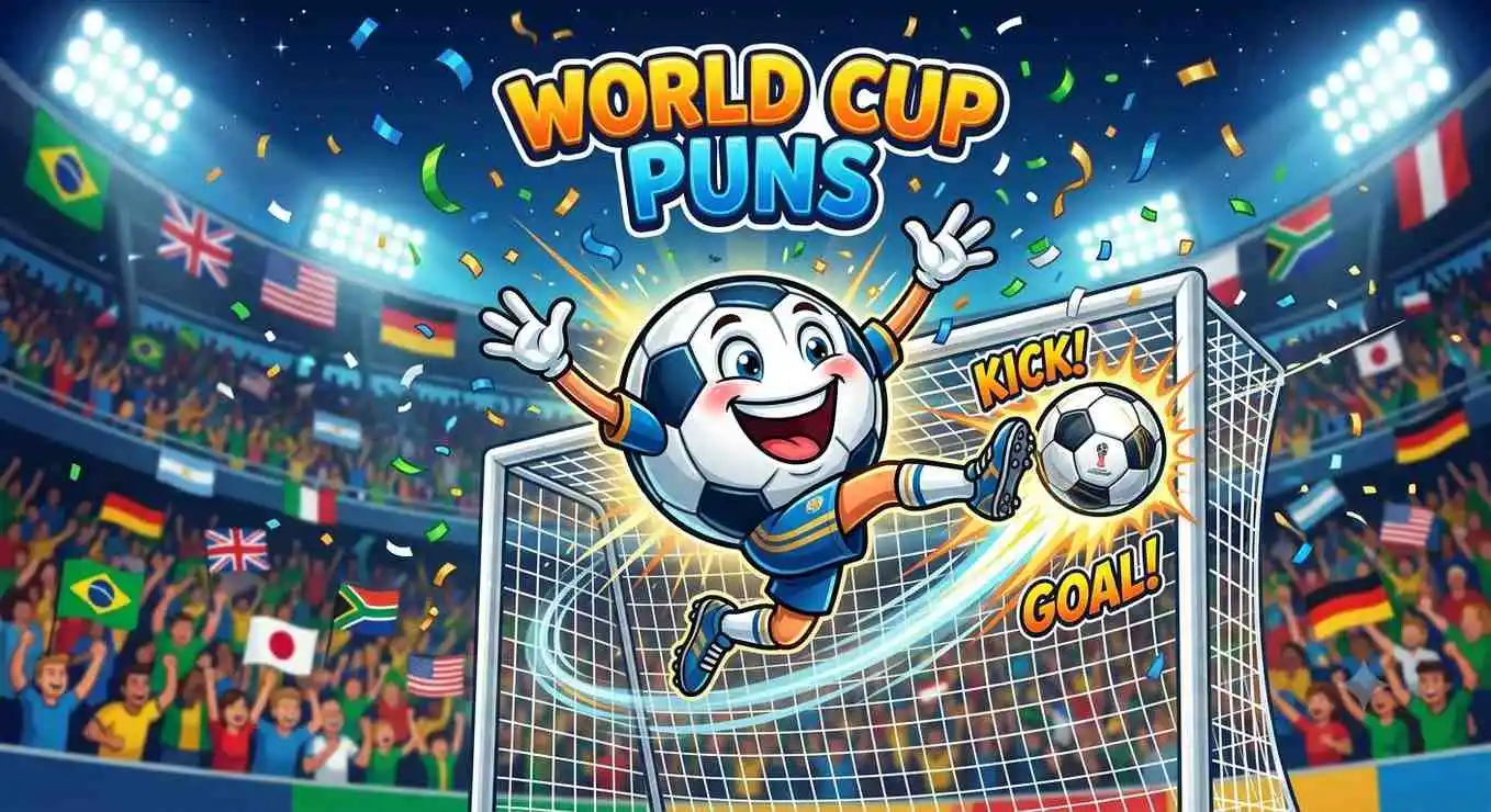 Cartoon soccer ball celebrating goal