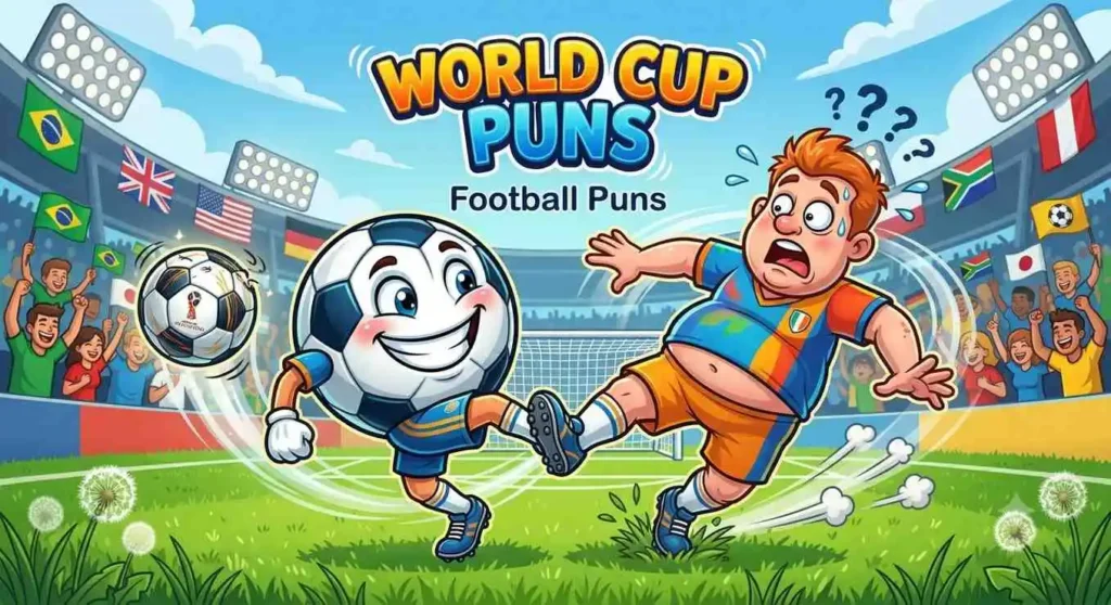 Cartoon player kicking funny ball