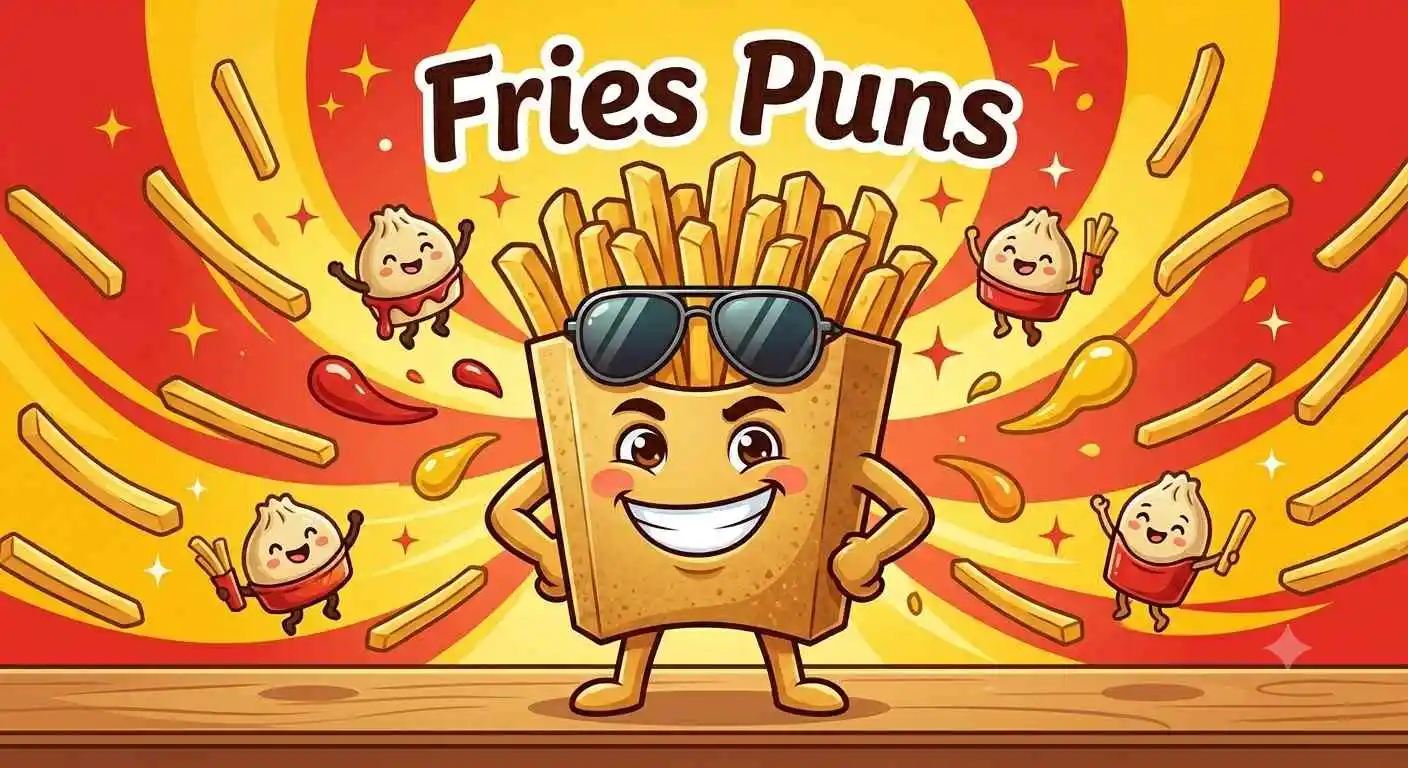 Happy cartoon fries celebrating together