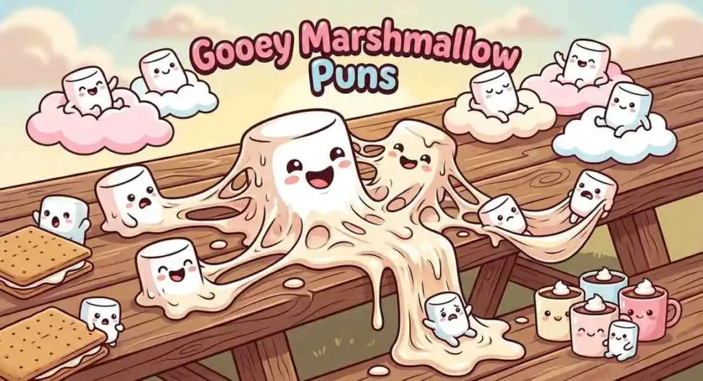 Sticky marshmallows melting with smiles