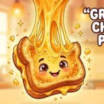 Cartoon grilled cheese smiling happily