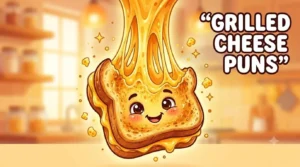 Cartoon grilled cheese smiling happily
