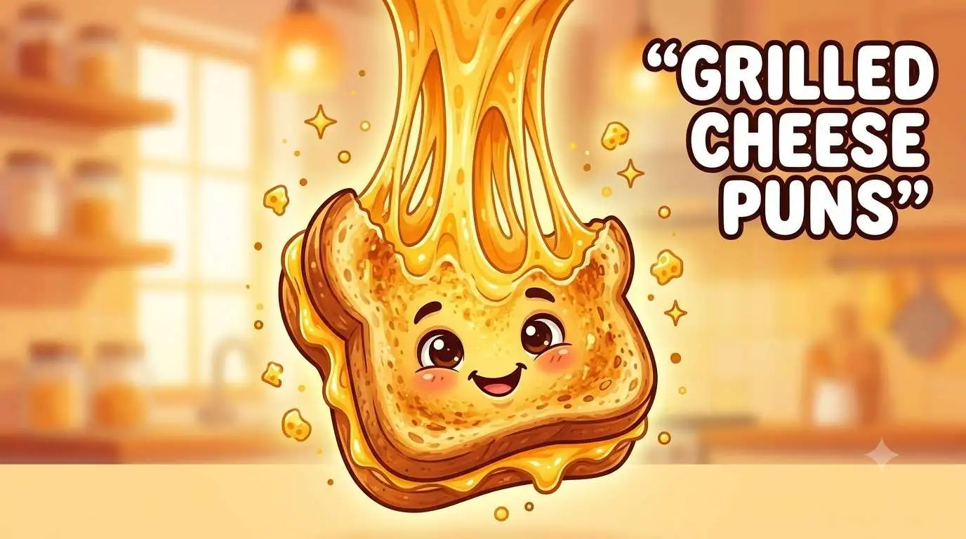 Cartoon grilled cheese smiling happily