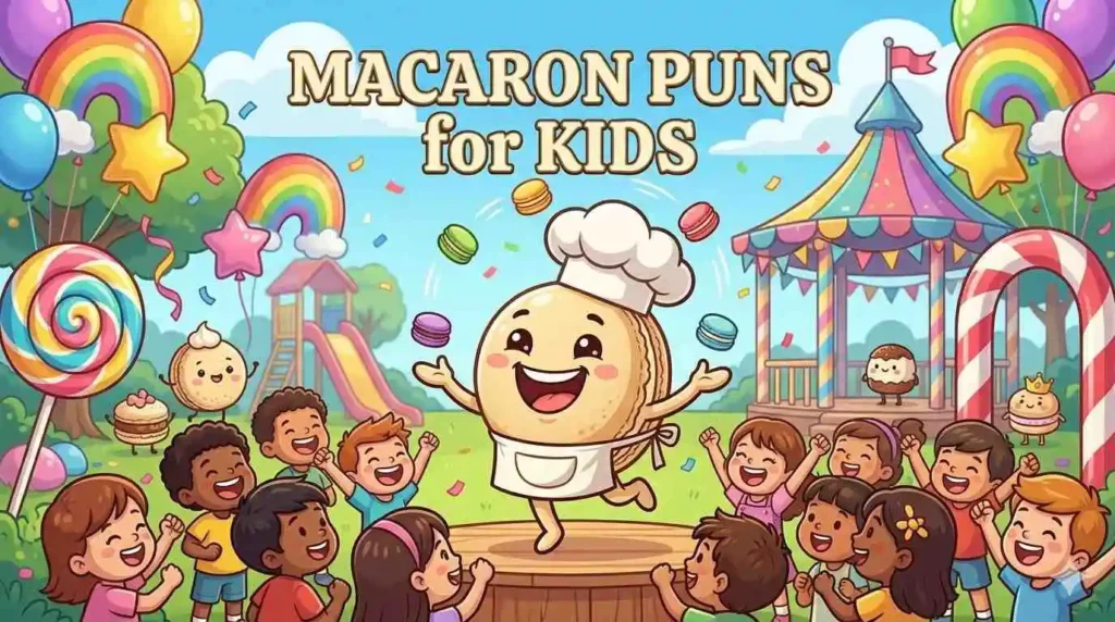 Happy macarons entertaining children