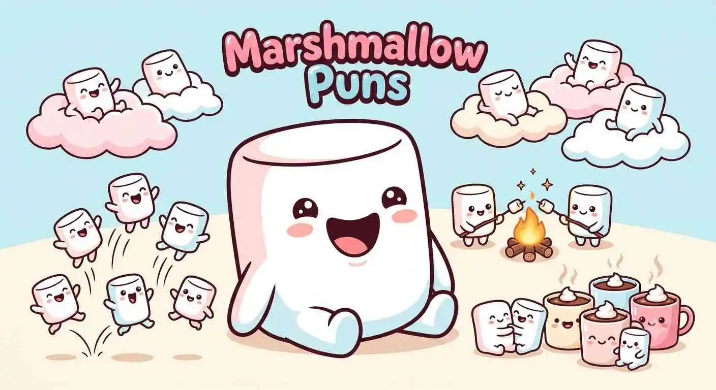 Cute marshmallow characters having fun