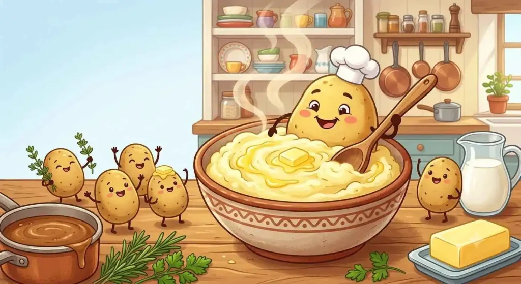 Happy mashed potato with butter