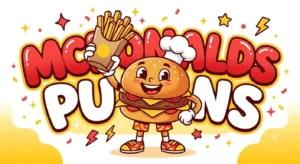 Happy burger mascot with fries