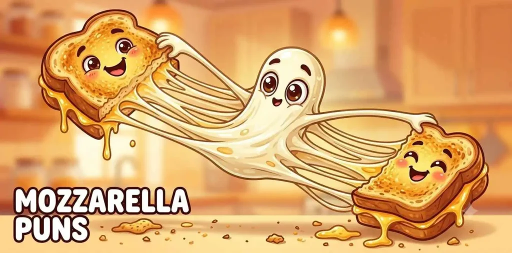 Stretchy mozzarella cheese cartoon character
