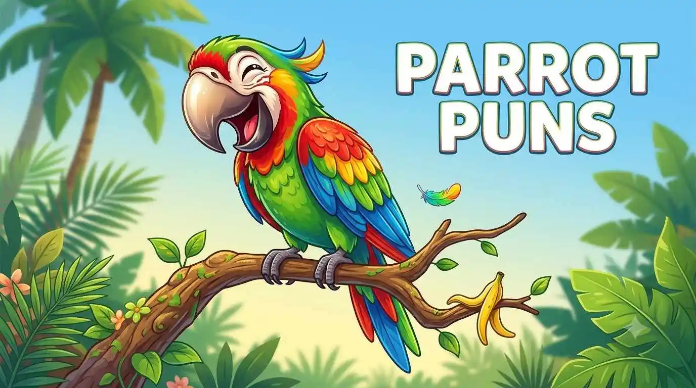 Colorful cartoon parrot making funny expressions