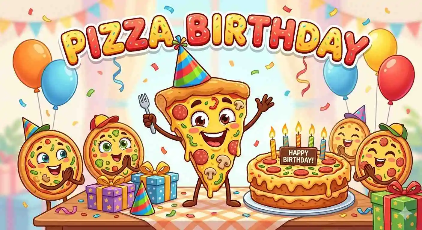 pizza character birthday party celebration