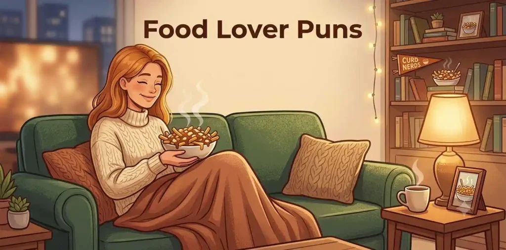 Person enjoying poutine happily