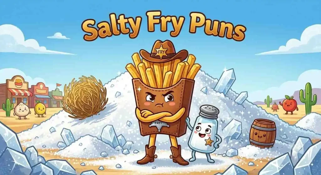 Salty french fry character posing