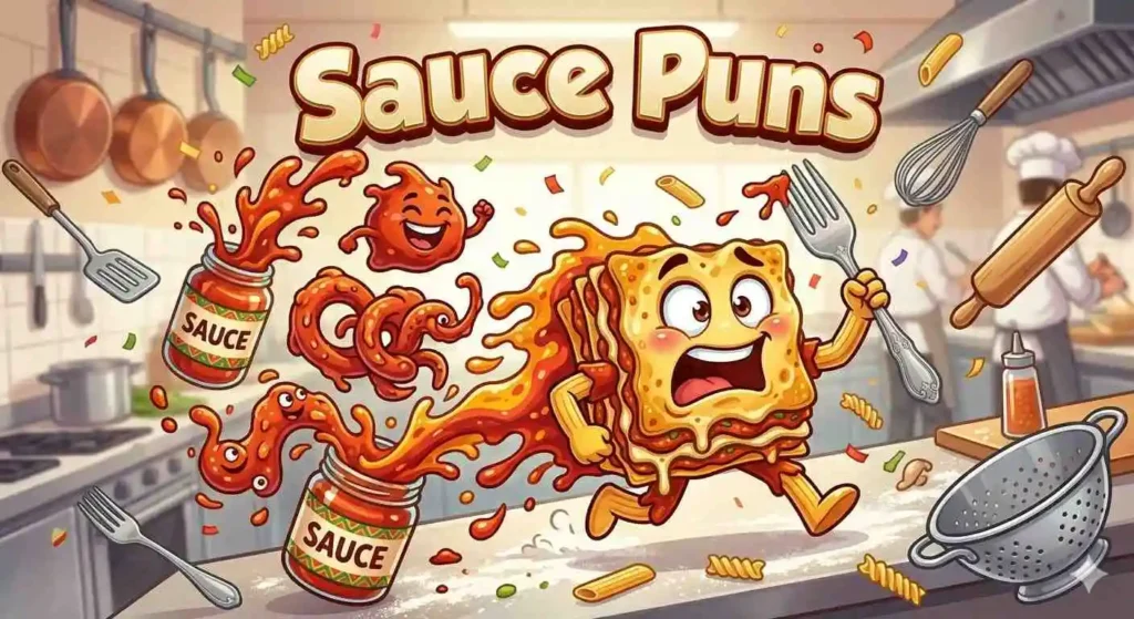 Funny lasagna and sauce characters