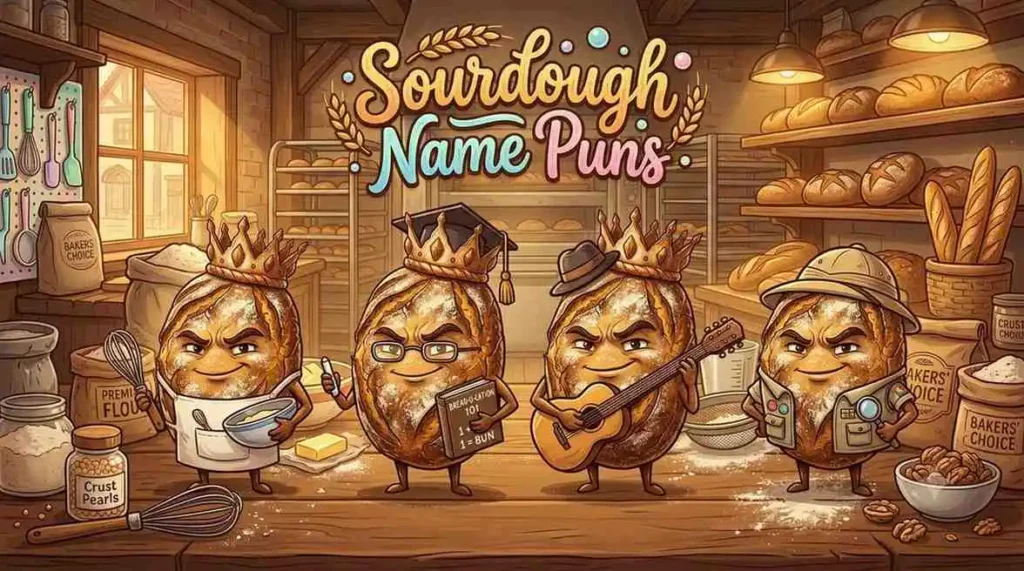 Cute sourdough loaves with names