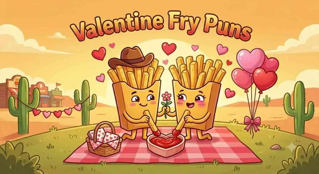 Cute french fry couple smiling.
