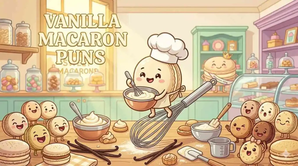 Vanilla macaron cartoon baking treats