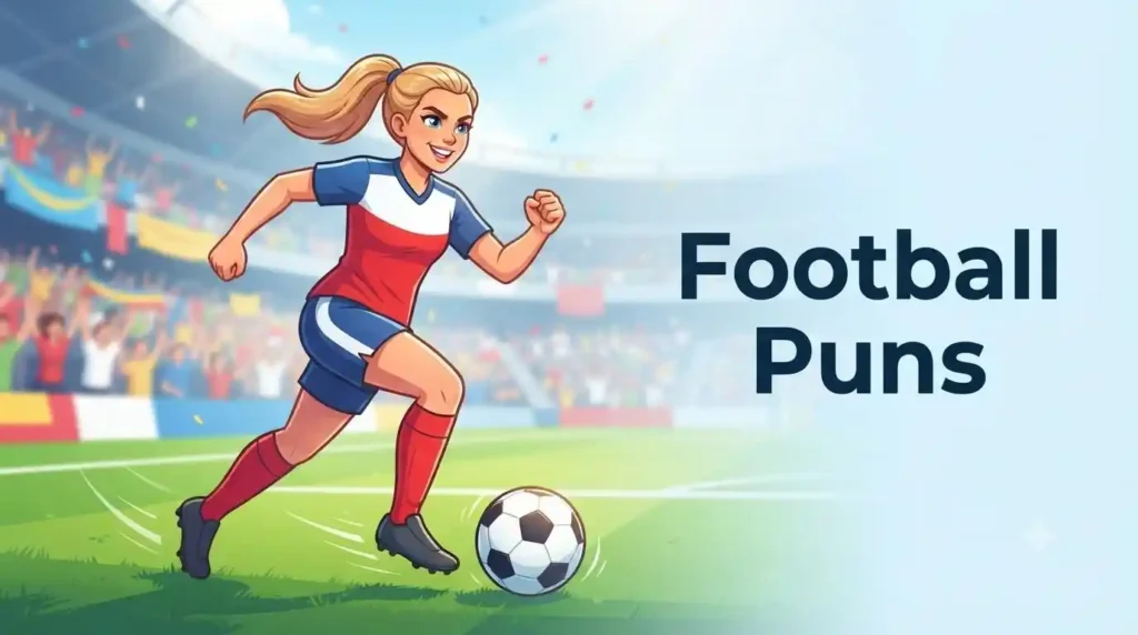 Smiling soccer player kicking ball