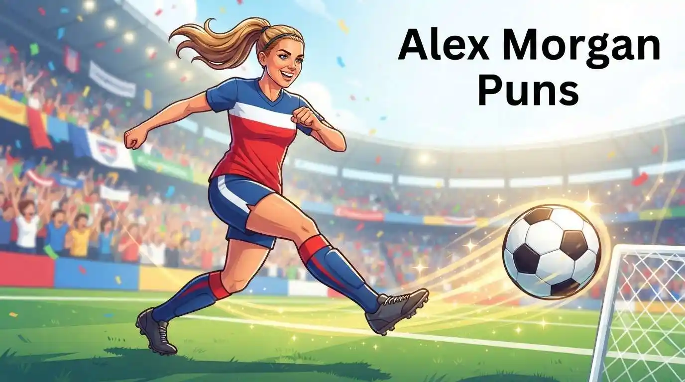 Smiling soccer player scoring goal