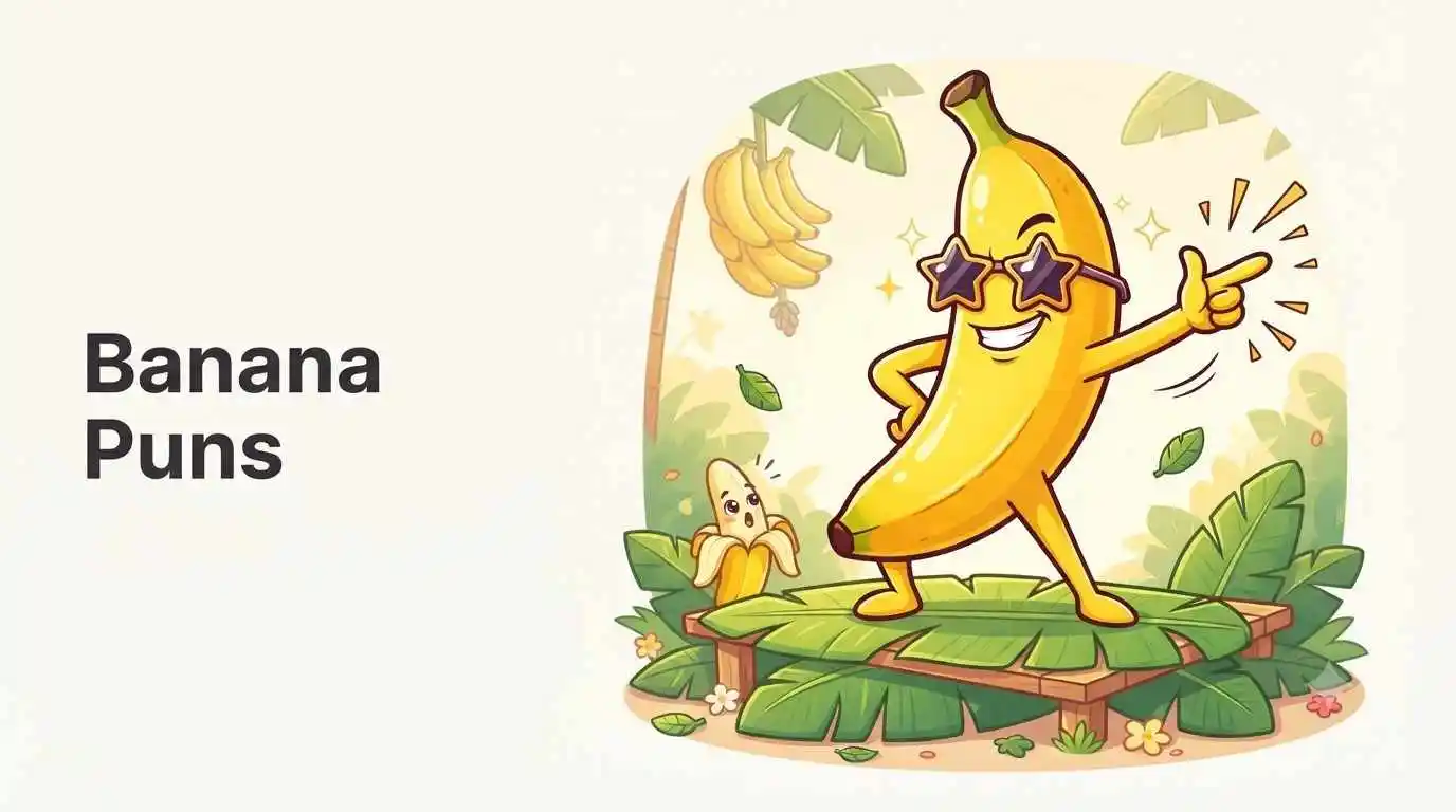 Funny banana with playful tropical