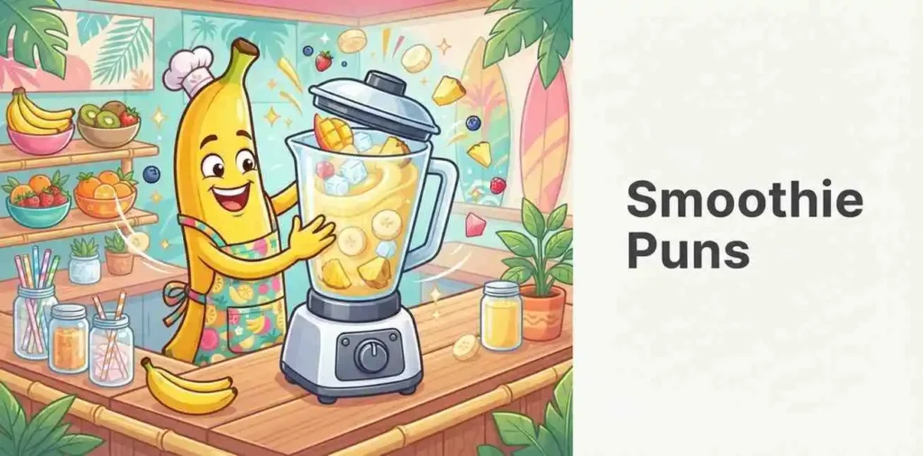 Banana making a colorful smoothie