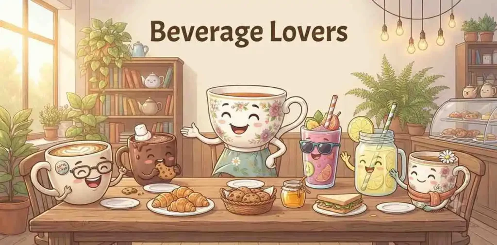 Happy beverage friends together