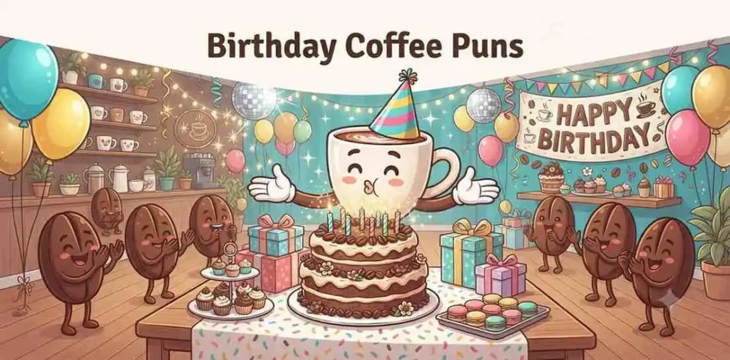 Coffee birthday celebration mascot