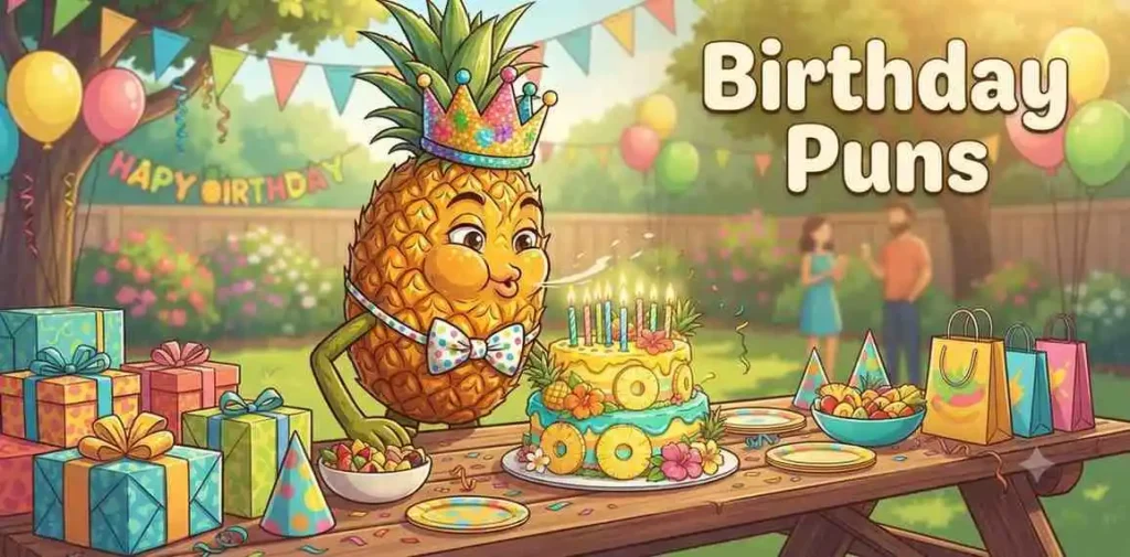 Pineapple celebrating a birthday party