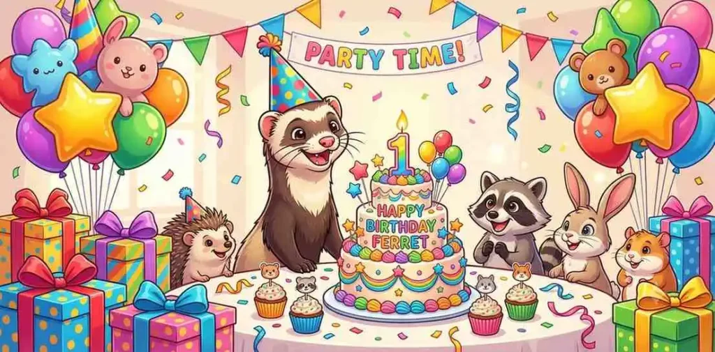 Happy birthday ferret celebration