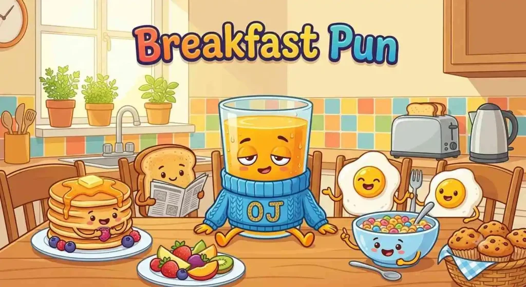 Cute breakfast cartoon with juice
