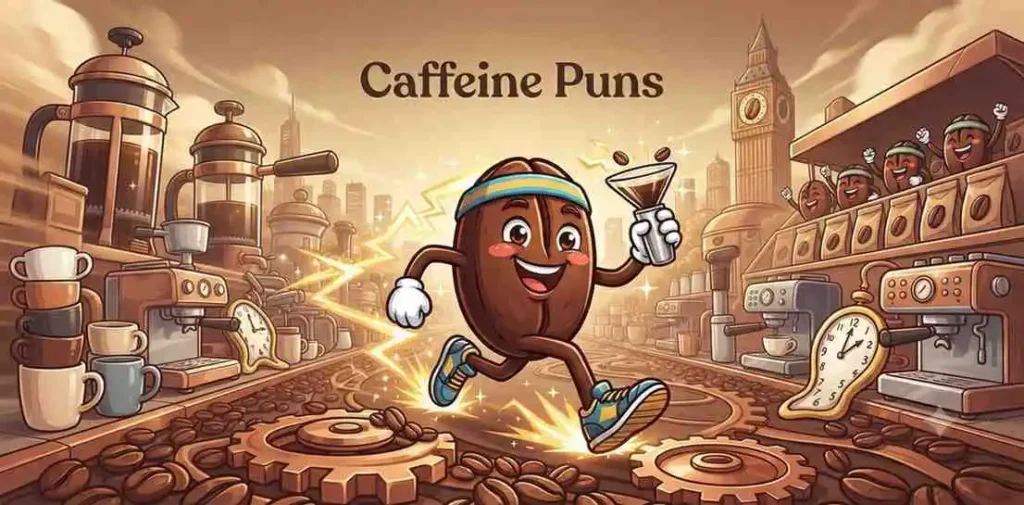 Energetic coffee bean mascot