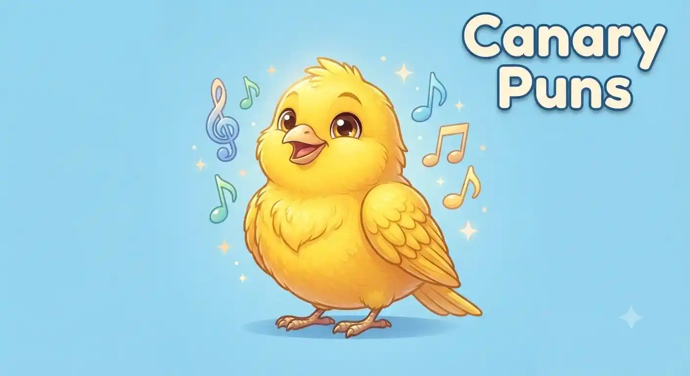 Cute yellow canary smiling happily
