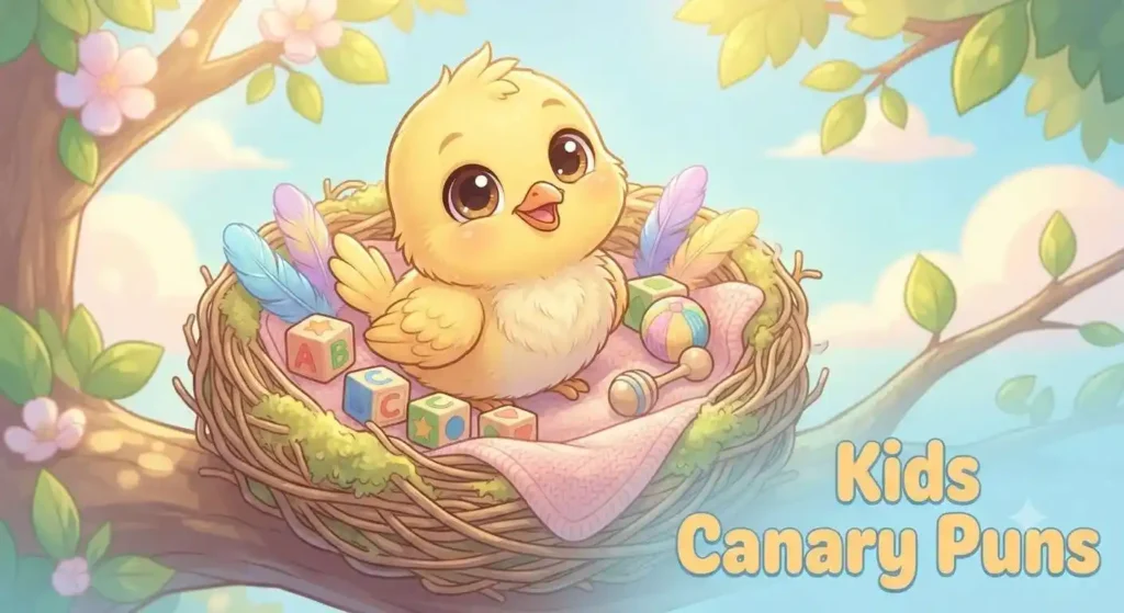 Baby canary playing in nest