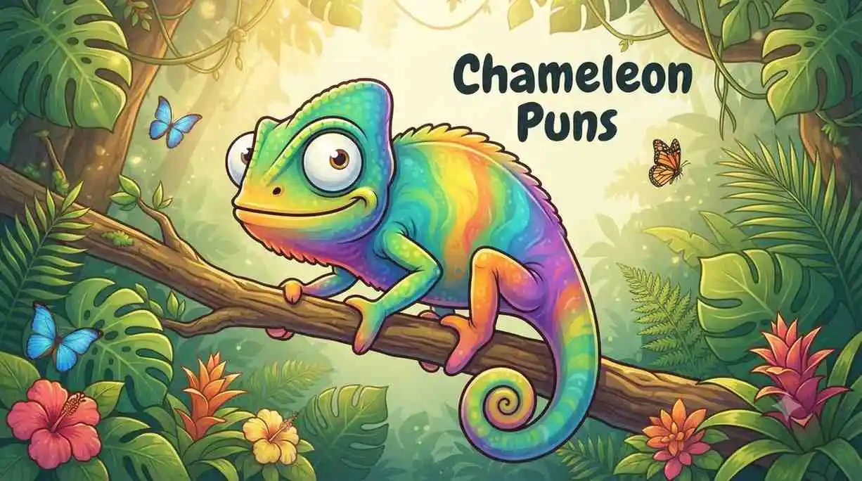 Cute smiling chameleon mascot