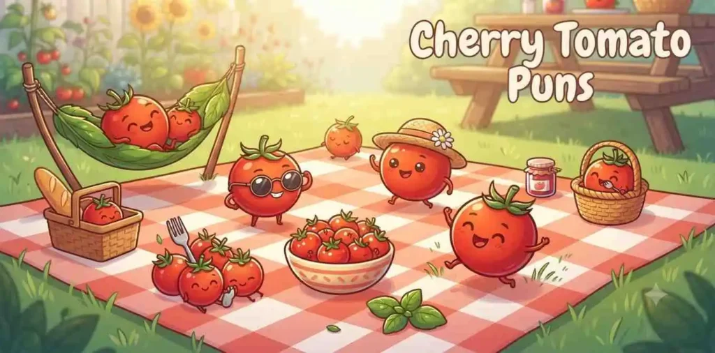 Cute cherry tomatoes having fun