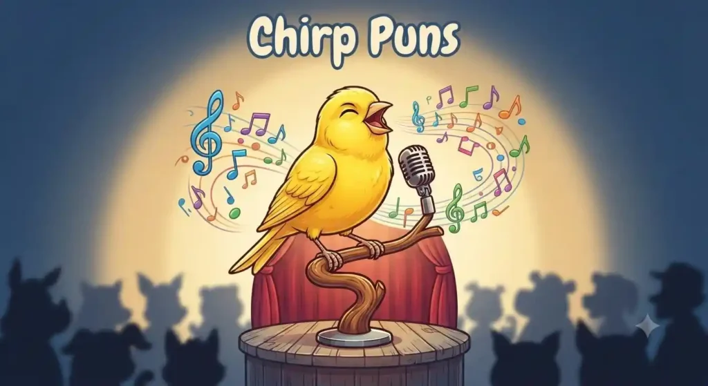 Canary singing with musical notes