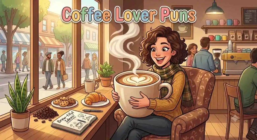 Happy coffee lover puns