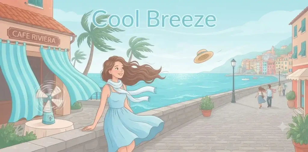 Cool breeze flowing by seaside