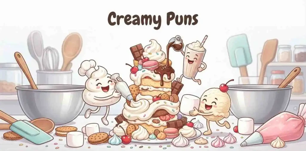 Funny creamy dessert friends